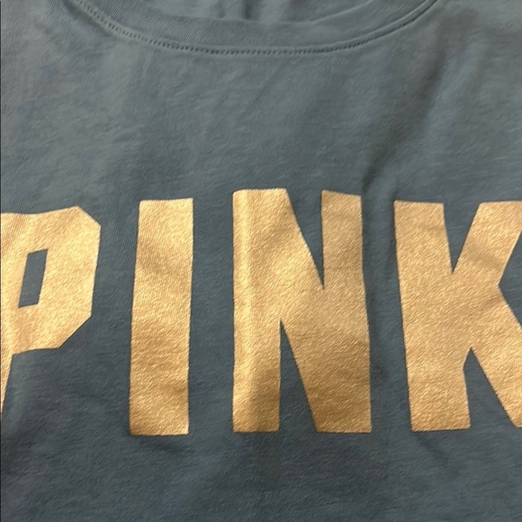 PINK Victoria's Secret Blue Tee with Silver Logo - Picture 2 of 6